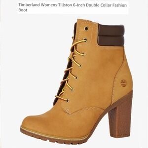 Sz 7- Timberland Womens Tillston 6 Inch Lace Up Ortholite Block Heel Boots Wheat
